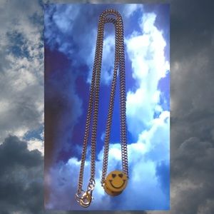 Heart eye smiley face necklace retro rave hippy